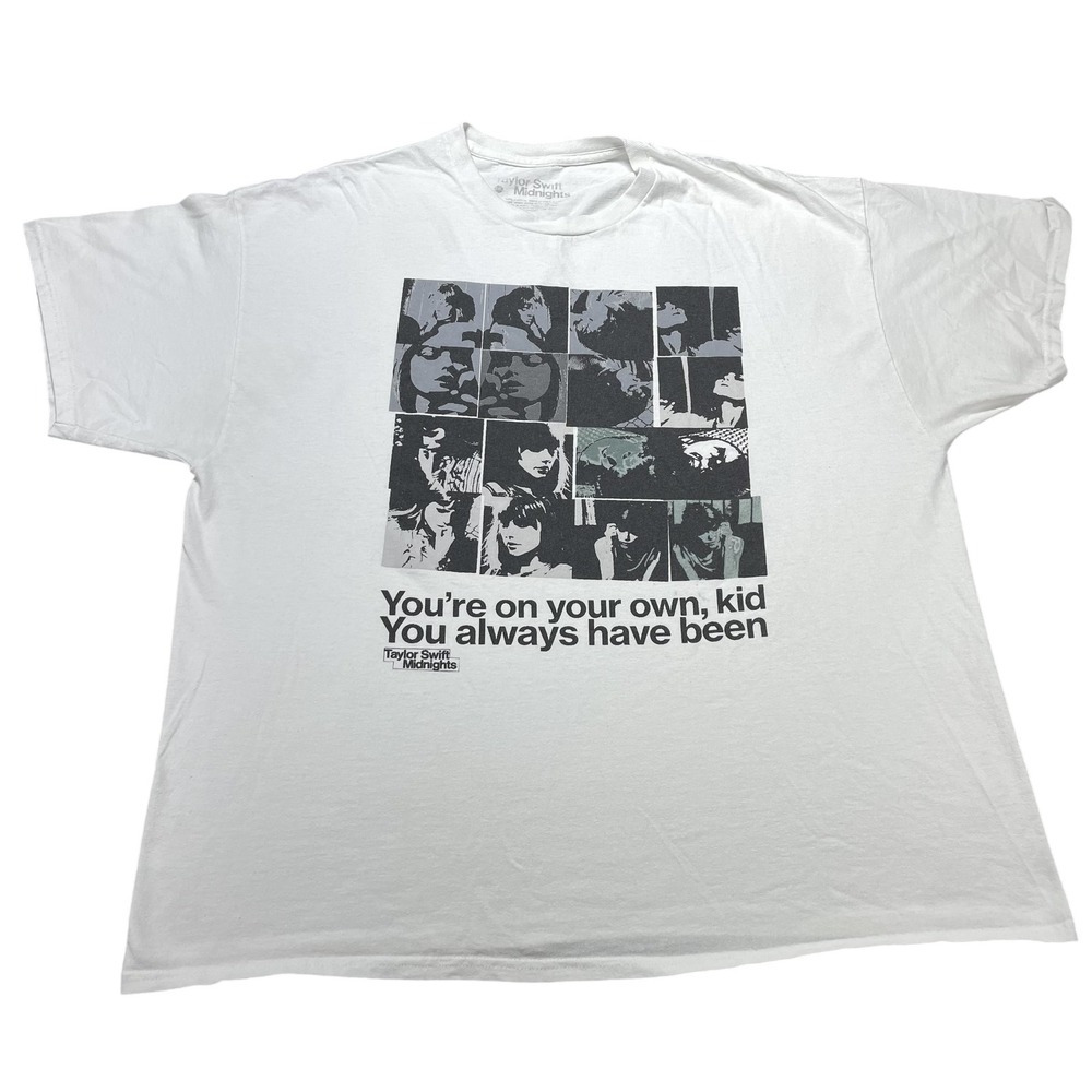 Taylor Swift Shirt Mens 2XL White Midnights You're On Your Own Kid Graphic Tee